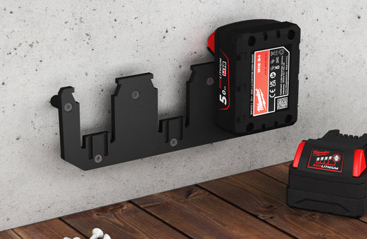 Akku Wandhalterung geeignet für Milwaukee Akkus M18 / 18V / Akku-Halterung Wandhalter (3 Akkus) inkl. Schrauben & Dübel