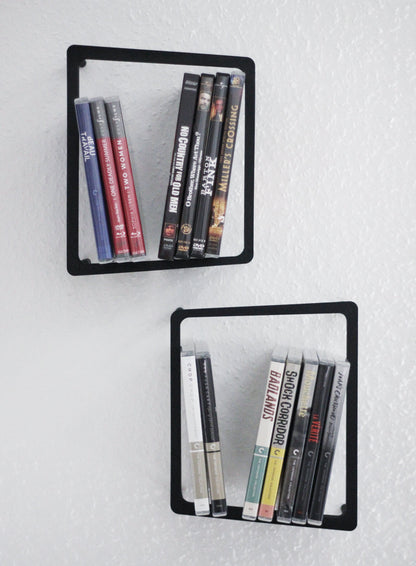 DVD / Bluray Design Wandregal 2er Set | Hängeregal | Deko Regal | Steelbook Wandhalter | Medienregal
