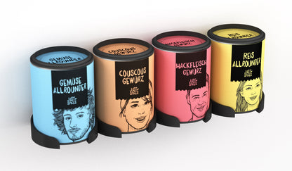 Gewürzregal für Just Spices - zum Kleben oder Schrauben - für 4 Gewürzdosen - hängend - für Schranktür oder Wand - Schweberegal