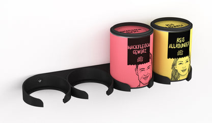 Gewürzregal für Just Spices - zum Kleben oder Schrauben - für 4 Gewürzdosen - hängend - für Schranktür oder Wand - Schweberegal