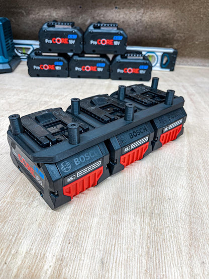 Akku Wandhalterung geeignet für Bosch 18V Professional Akkus Blau (auch ProCore) Akku-Halterung Wandhalter (3 Akkus) inkl. Schrauben & Dübel
