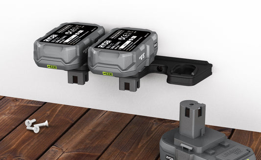 Akku Wandhalterung geeignet für Ryobi Akkus 18V ONE+ / Akku-Halterung Wandhalter (3 Akkus) inkl. Schrauben & Dübel