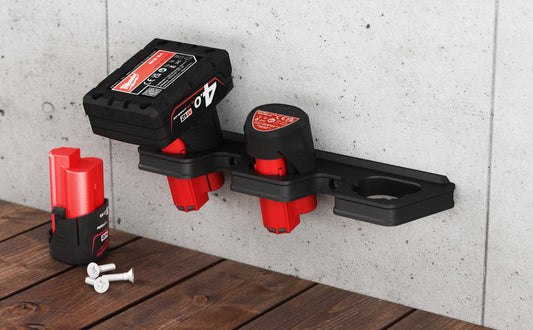 Akku Wandhalterung geeignet für Milwaukee M12 Akkus (12V) / Akku-Halterung Wandhalter (3 Akkus) / Akkuhalter