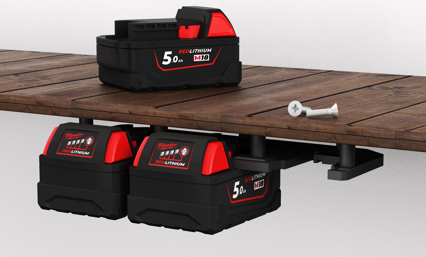 Akku Wandhalterung geeignet für Milwaukee Akkus M18 / 18V / Akku-Halterung Wandhalter (3 Akkus) inkl. Schrauben & Dübel