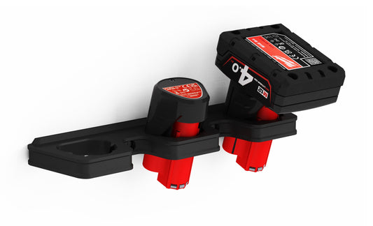 Akku Wandhalterung geeignet für Milwaukee M12 Akkus (12V) / Akku-Halterung Wandhalter (3 Akkus) / Akkuhalter