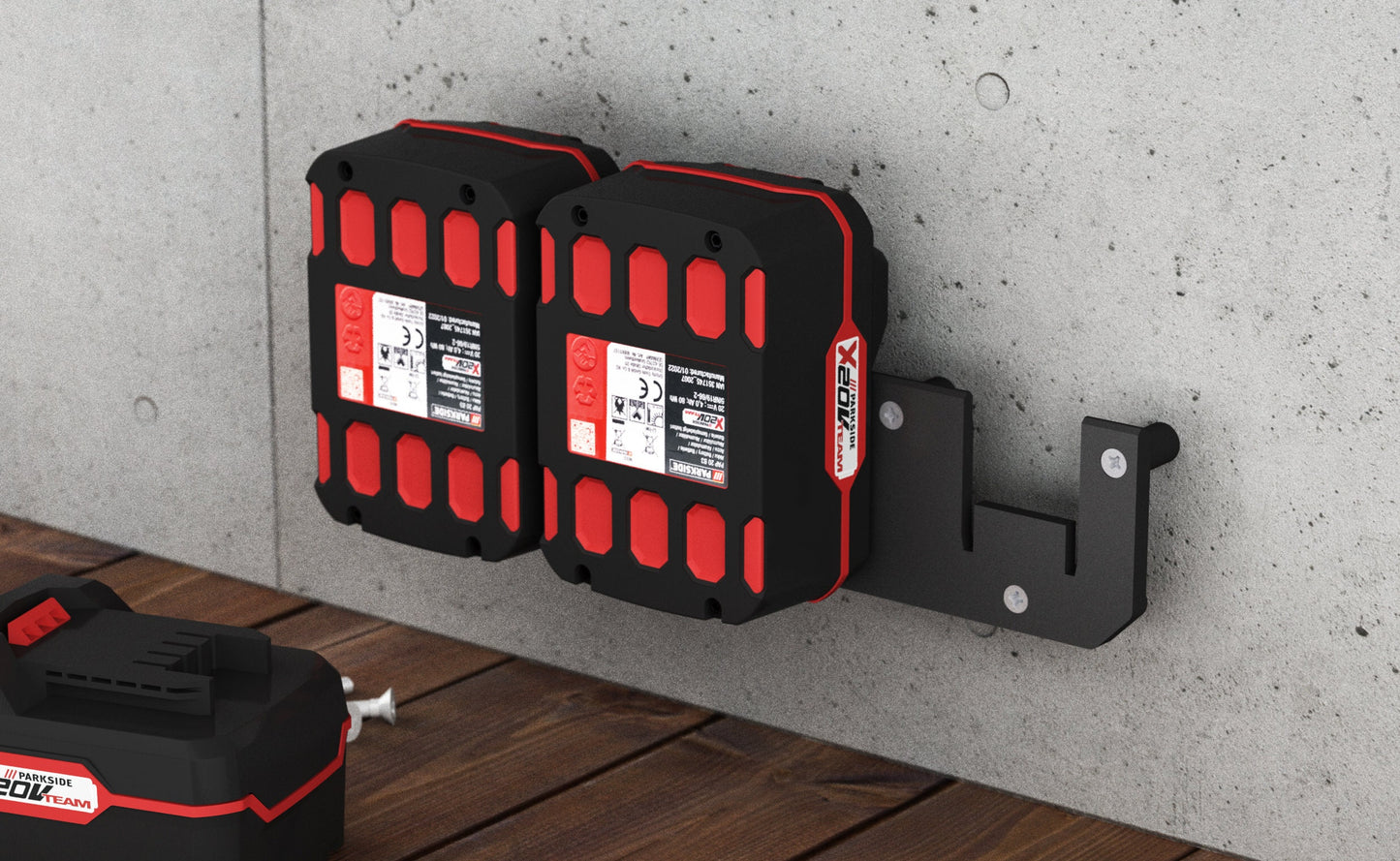Akku Wandhalterung geeignet für Parkside Akkus 20V / Akku-Halterung Wandhalter (3 Akkus) inkl. Schrauben & Dübel