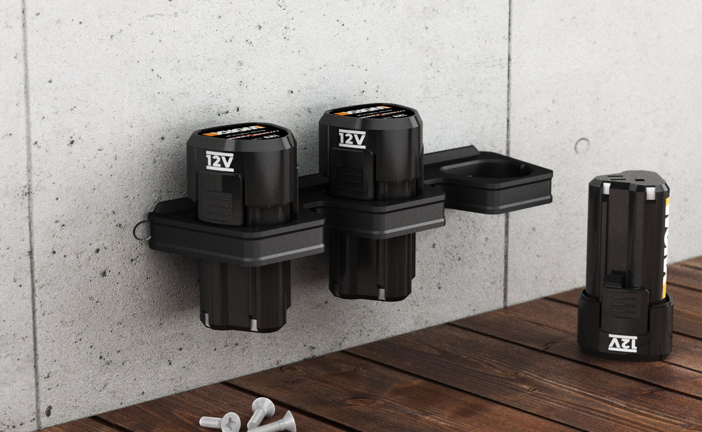 Akku Wandhalterung geeignet für WORX 12V Akkus / Akku-Halterung Wandhalter (3 Akkus) / Akkuhalter