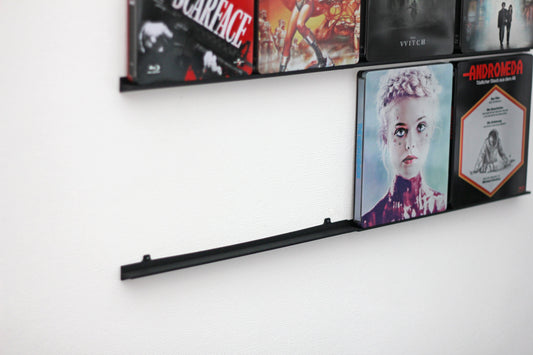 DVD und Bluray Leiste, Wandhalter, Display Regal (für 8 Filme), Steelbook, Halter, Wandhalterung, Videospiele