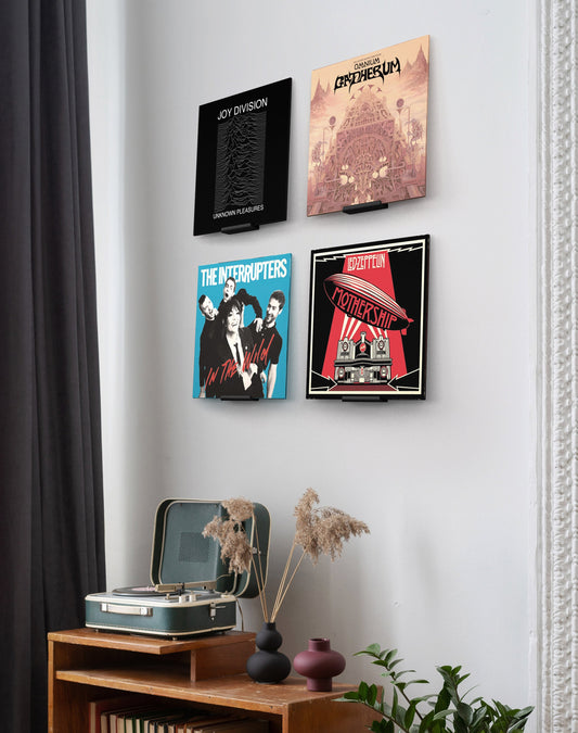 LP Wandhalterung (4 Stück) Schallplatten Halterung, Vinyl Halter, Regal, Rahmen, Display Schallplattenhalter 7"/10"/12" + Gatefold
