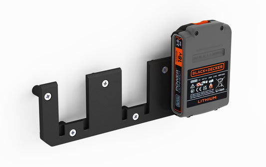 Akku Wandhalterung geeignet für Black+Decker Akkus 18V / Akku-Halterung Wandhalter (3 Akkus) inkl. Schrauben & Dübel