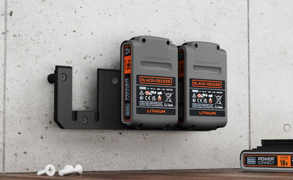 Akku Wandhalterung geeignet für Black+Decker Akkus 18V / Akku-Halterung Wandhalter (3 Akkus) inkl. Schrauben & Dübel