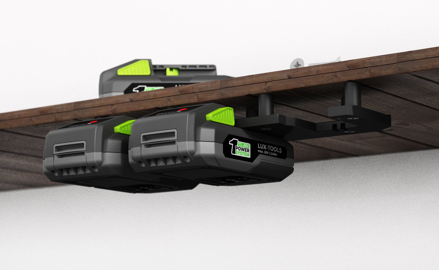 Akku Wandhalterung geeignet für LUX-TOOLS Akkus 20V / Akku-Halterung Wandhalter (3 Akkus) inkl. Schrauben & Dübel