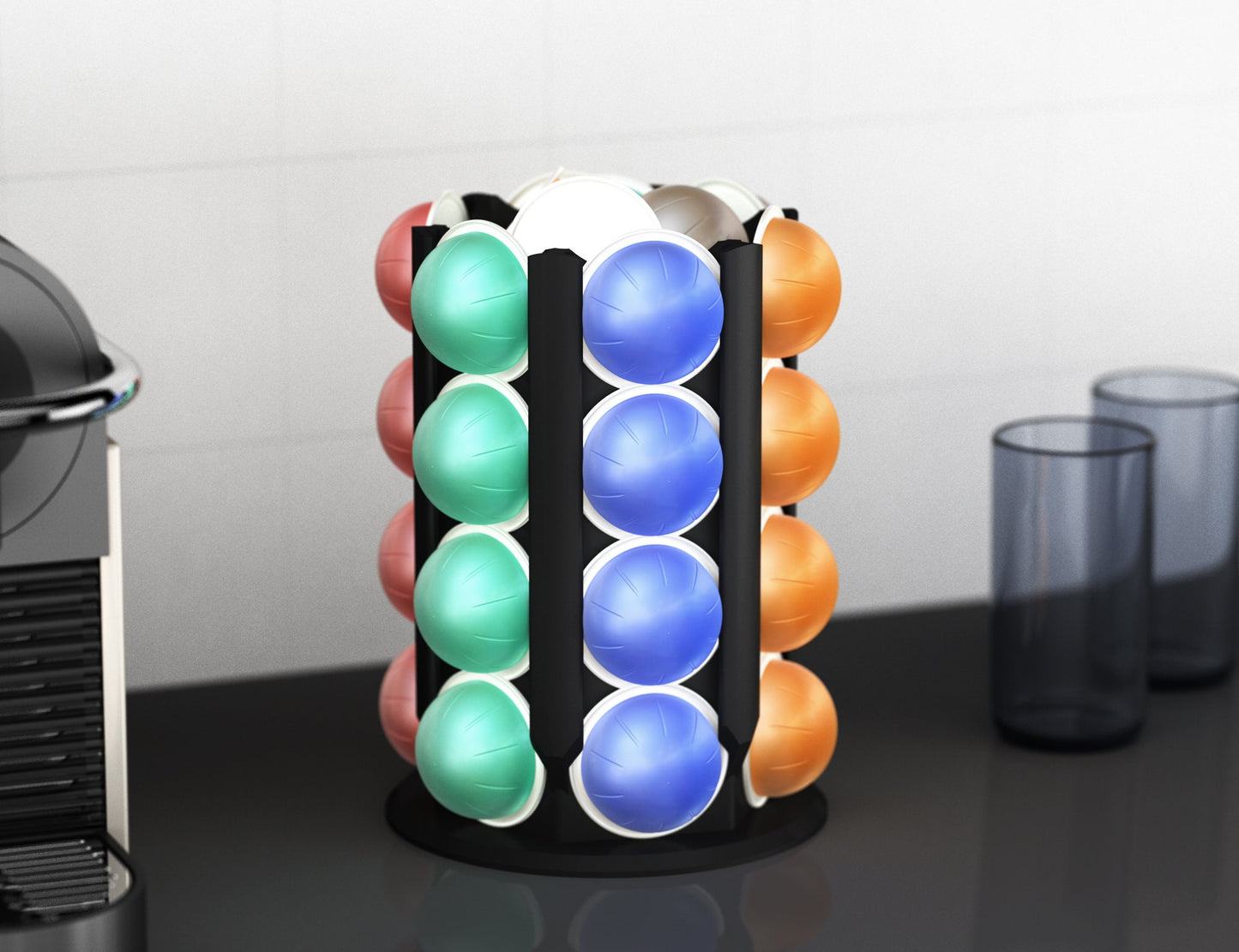 Kapselhalter für 24+ Nespresso Vertuo Kapseln -  Aufsteller/ Kapselständer  / Pod Tower