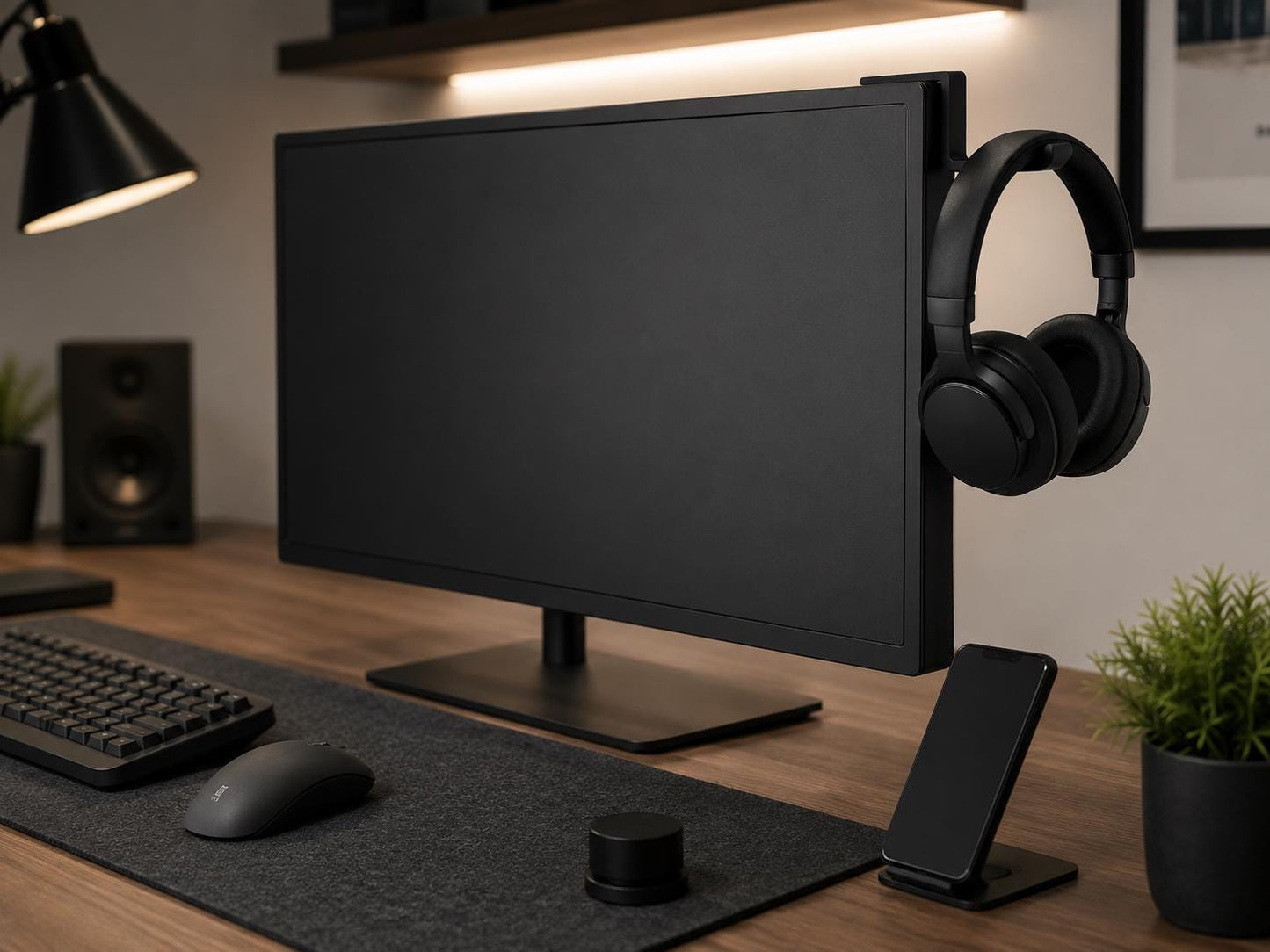Kopfhörerhalter Selbstklebend für Monitor, Schreibtisch und – Headset Halter Platzsparend – Gaming Headset Kopfhörer Aufhängung