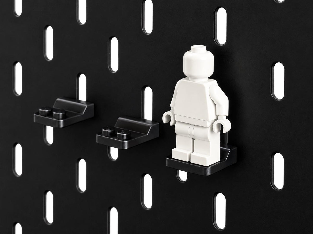 8er Set Adapter für Lego Minifiguren, passend für Ikea Skadis Lochplatten – Schwarz oder Weiß - Minifig Sammlungs Display