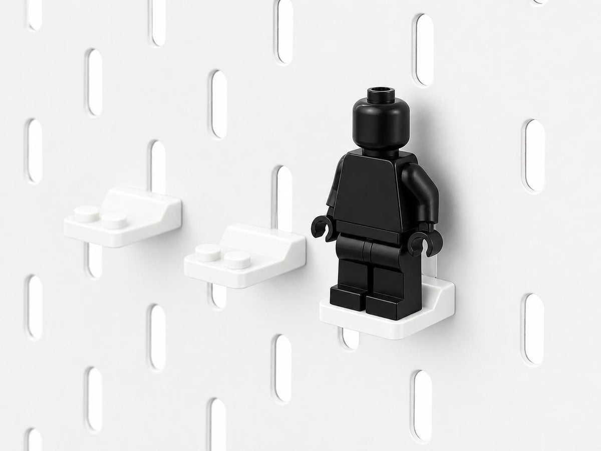 8er Set Adapter für Lego Minifiguren, passend für Ikea Skadis Lochplatten – Schwarz oder Weiß - Minifig Sammlungs Display