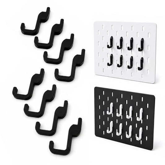 Universalhaken – 8er Set passend für IKEA Skadis Lochplatten - in schwarz oder weiß - Lochwand Haken, Halter, Halterung
