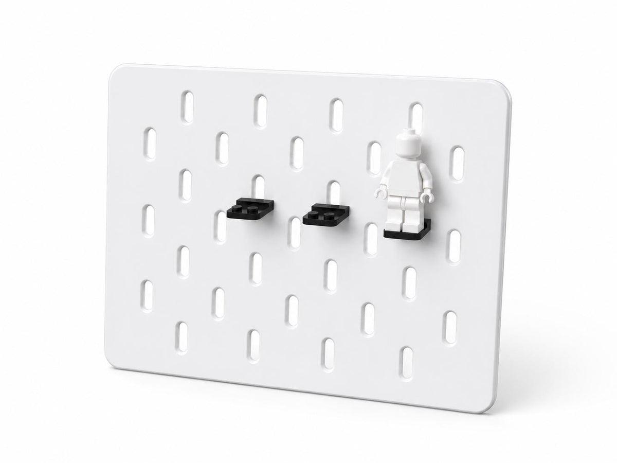 8er Set Adapter für Lego Minifiguren, passend für Ikea Skadis Lochplatten – Schwarz oder Weiß - Minifig Sammlungs Display