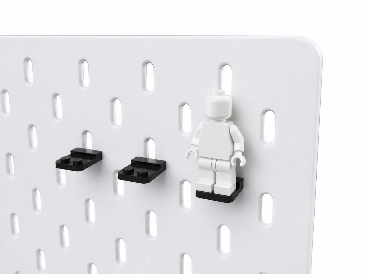 8er Set Adapter für Lego Minifiguren, passend für Ikea Skadis Lochplatten – Schwarz oder Weiß - Minifig Sammlungs Display