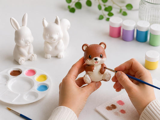 3er Set Figuren zum Bemalen - Hase - Bär - Eichhörnchen – Kreativset für Kinder & Erwachsene – Dekofiguren zum Selbstgestalten