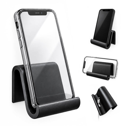 Smartphone Wandhalter – Handy-Halterung zum Kleben ohne Bohren, mit Ladekabel-Aussparung und Kabelhalter - minimalistisches Design